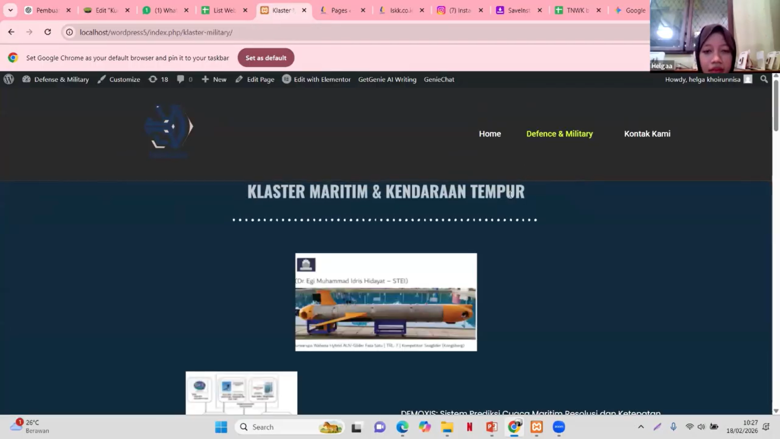 Workshop MM – Pembuatan Landing Page dan Progress Update Content Website Defence & Military